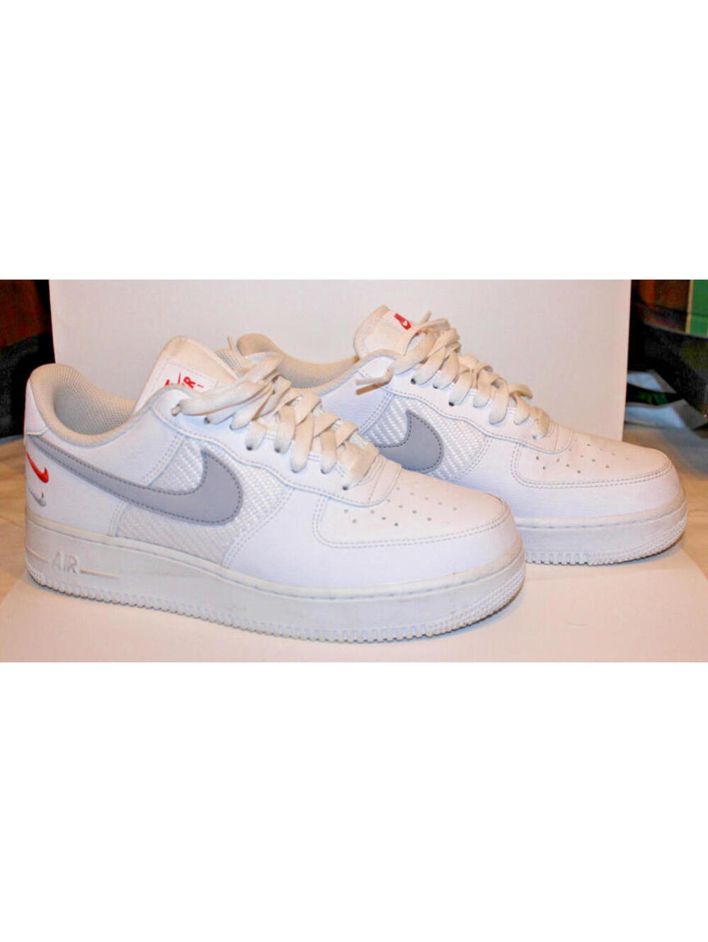 Nike Air Force 1 White Low Top Sneaker FD0666-100 Men's Size 9 Gray Ornge Swoosh